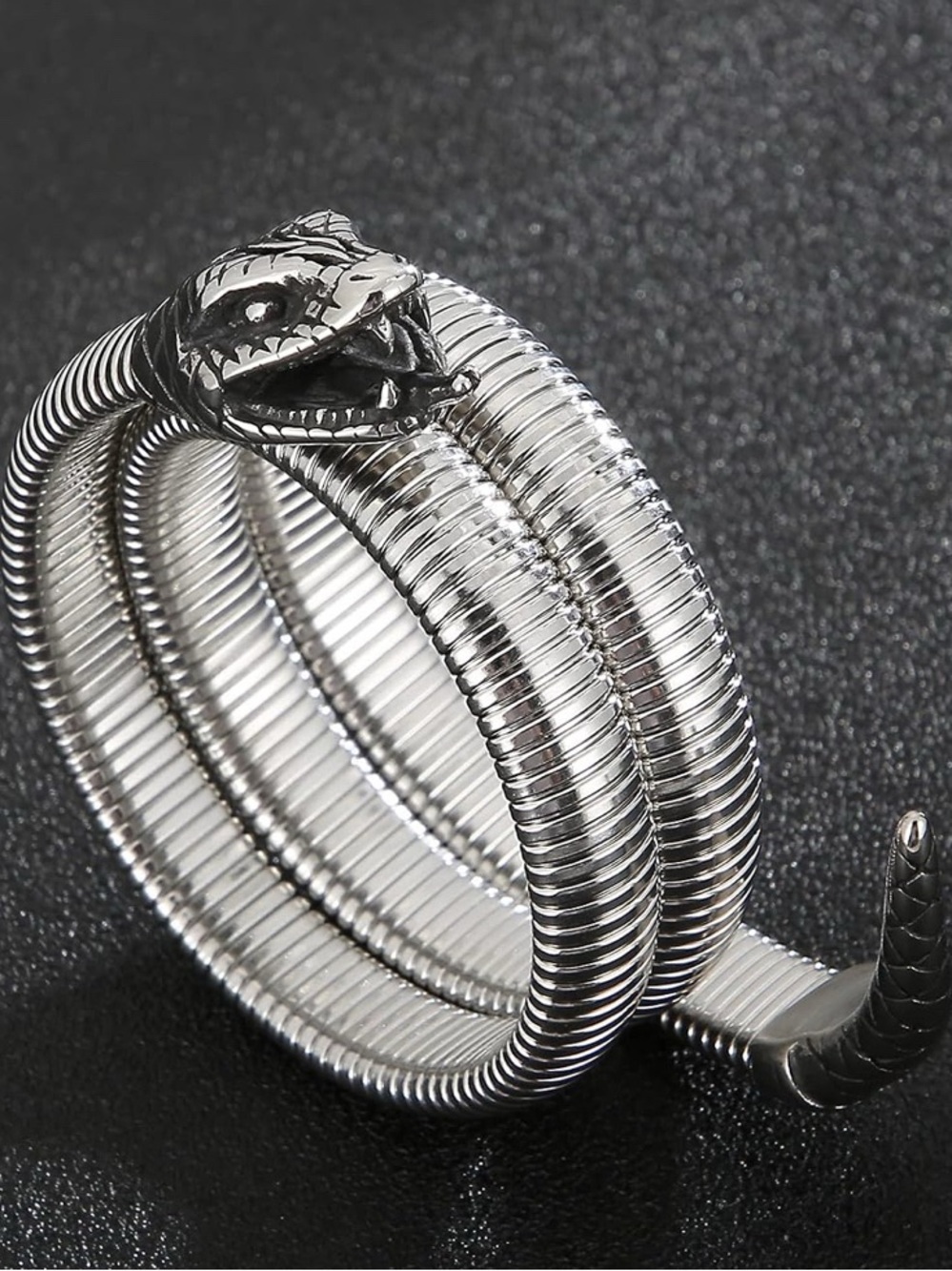 Unisex Stainless Steel Silver Snake Coil Bracelet